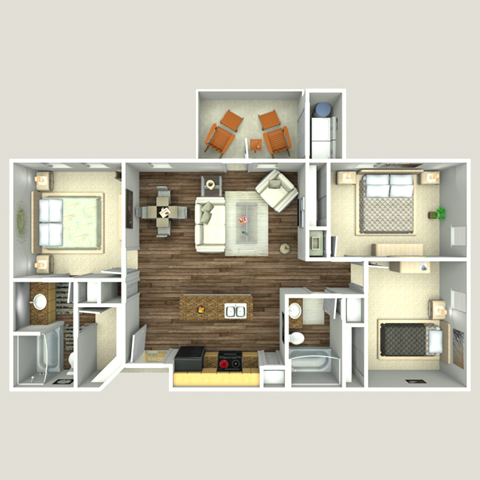 C1 floorplan - three bed two bath